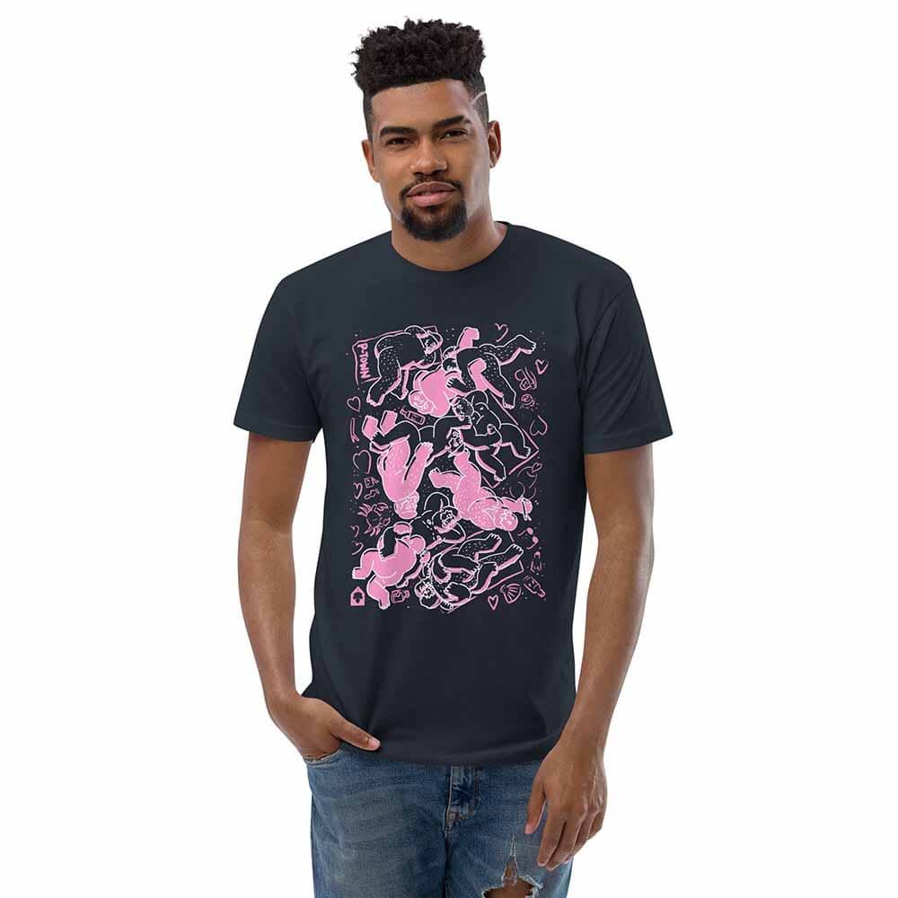 Bearpad Ptown Herring Cove Beach T-Shirt navy with pink and white on man