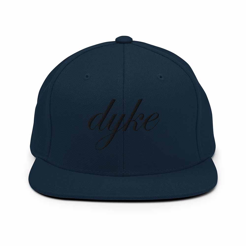 Dyke Script 6 Panel Flatbill Snapback Hat navy