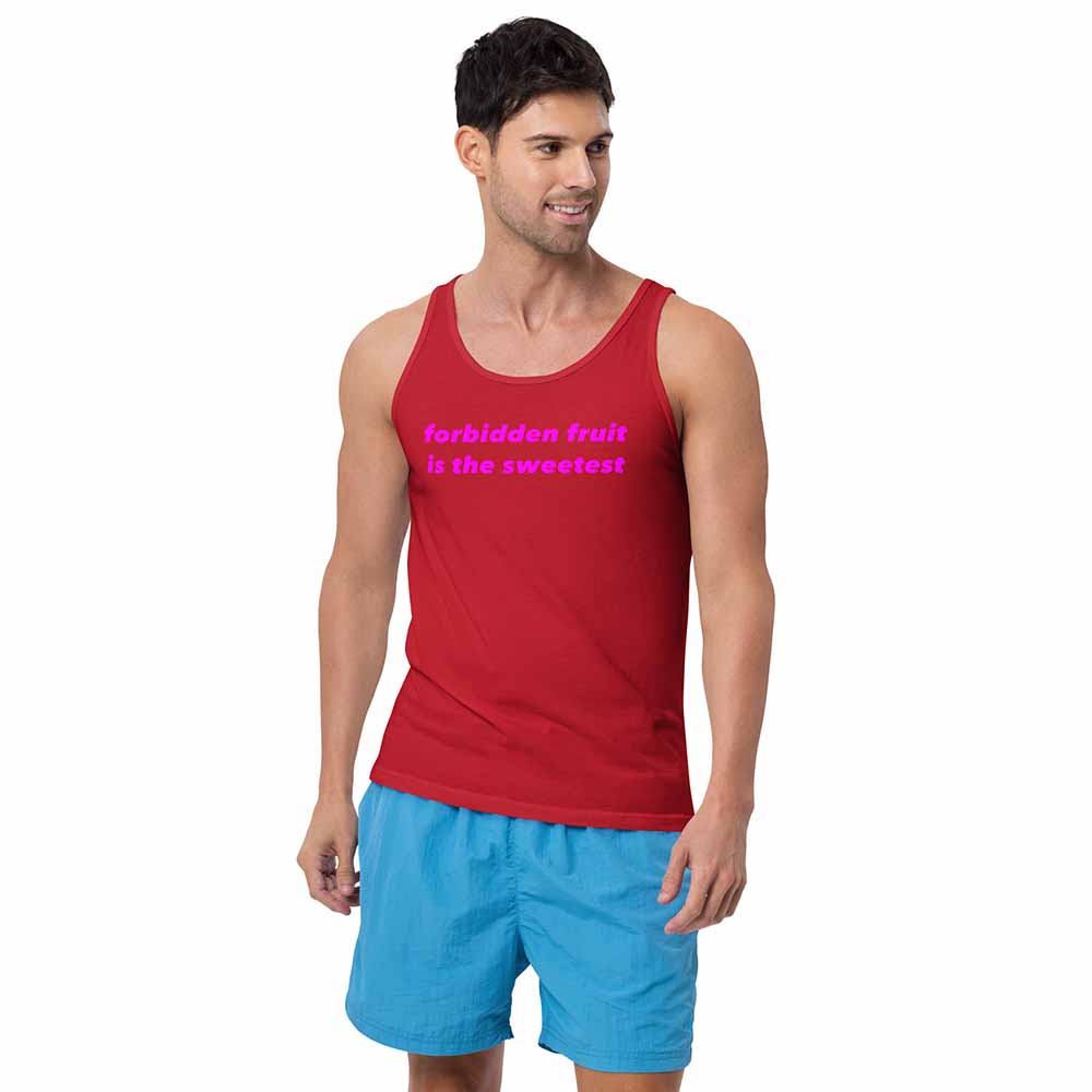 forbidden fruit tank in red on man