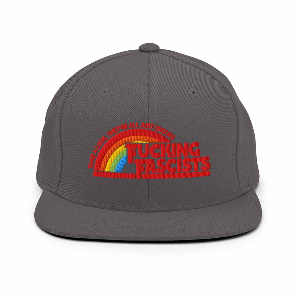 Fucking Fascists Flatbill 6-Panel Snapback Hat grey