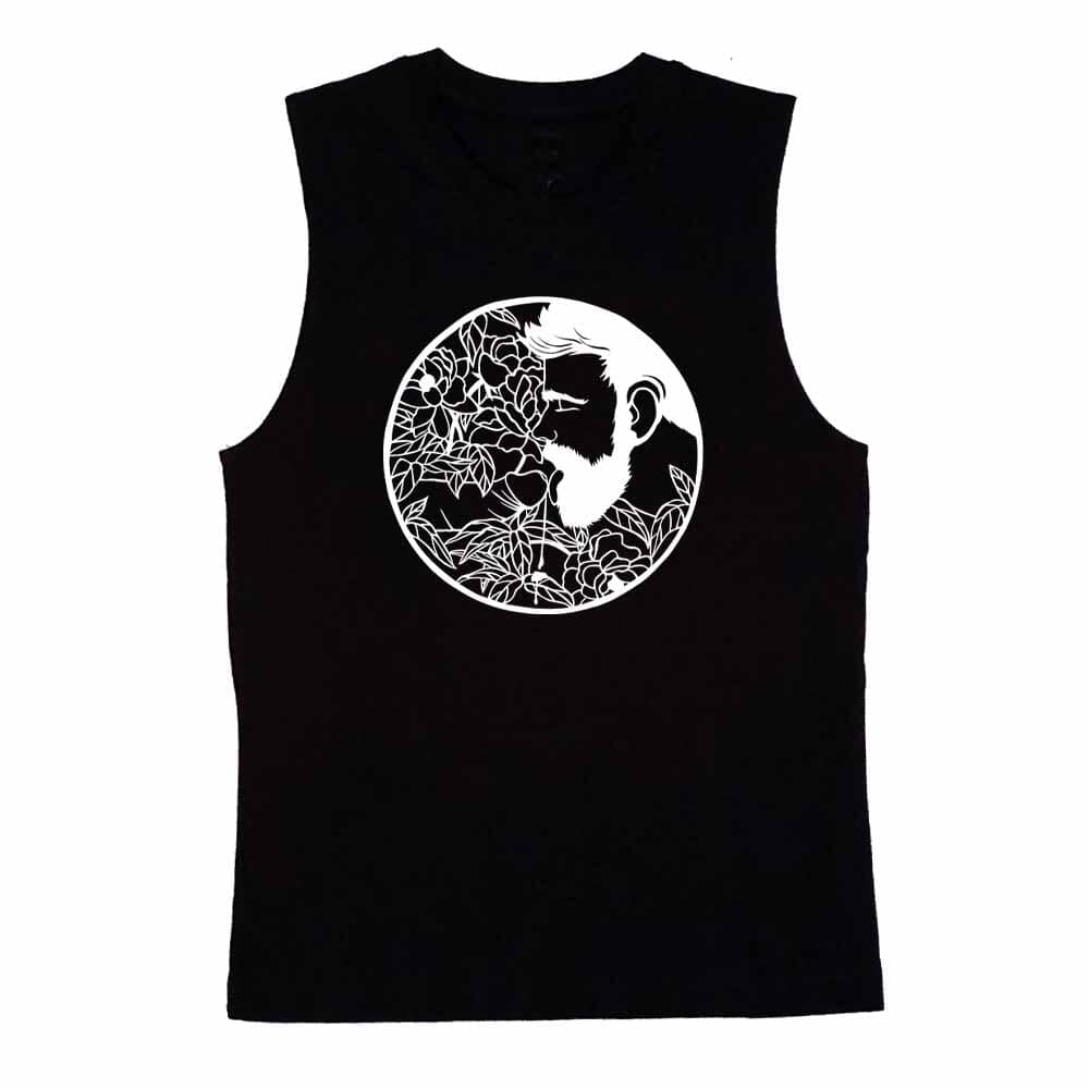 Kinky Needles Bearded Floral Nectar Black Sleeveless T-Shirt