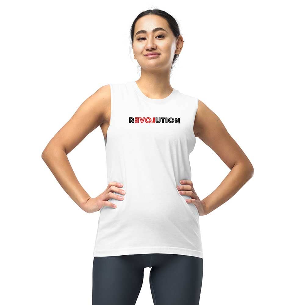 Love Revolution Sleeveless T-shirt  on woman