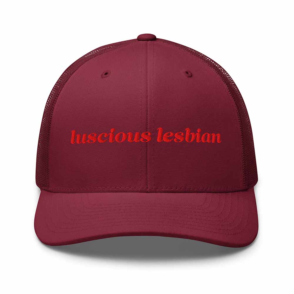 Luscious Lesbian Trucker Snapback Hat mesh trucker cranberry
