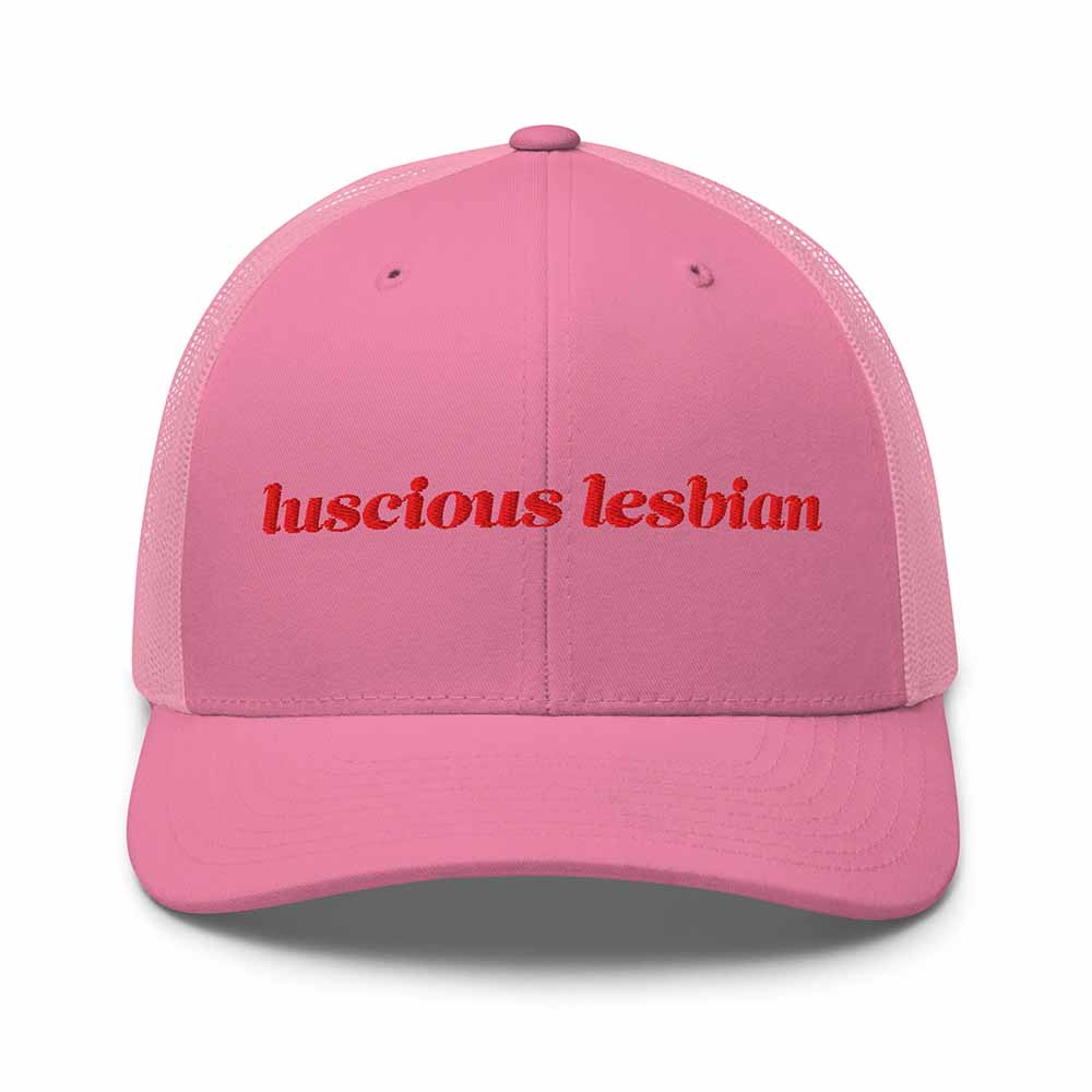 Luscious Lesbian Trucker Snapback Hat mesh trucker pink