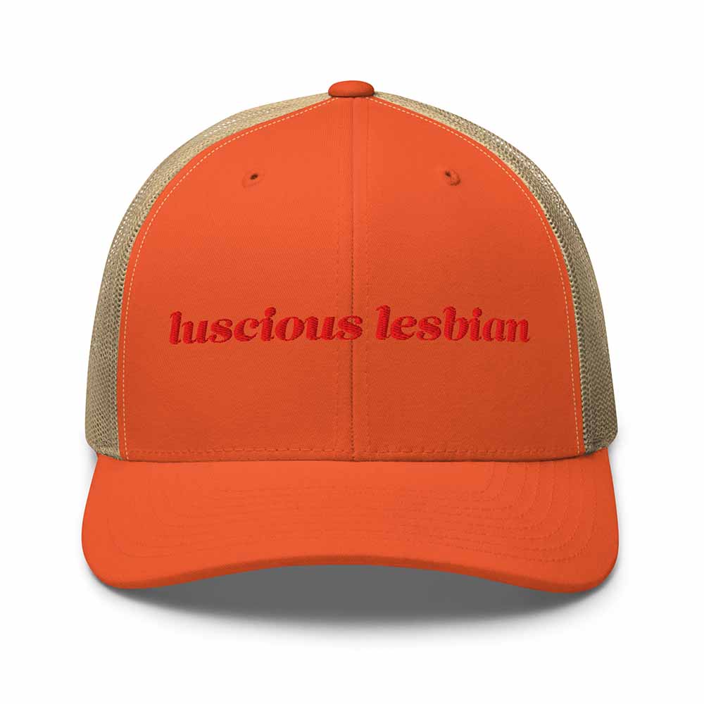 Luscious Lesbian Trucker Snapback Hat mesh trucker orange khaki