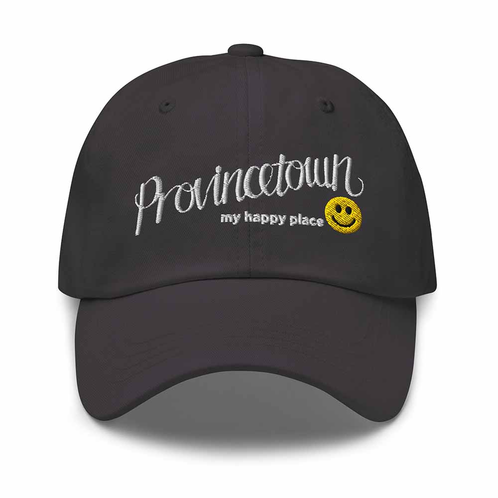 Provincetown My Happy Place Twill Dad Hat in dark grey