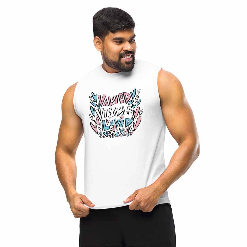 Valued Visible Loved Sleeveless T-shirt  white on man