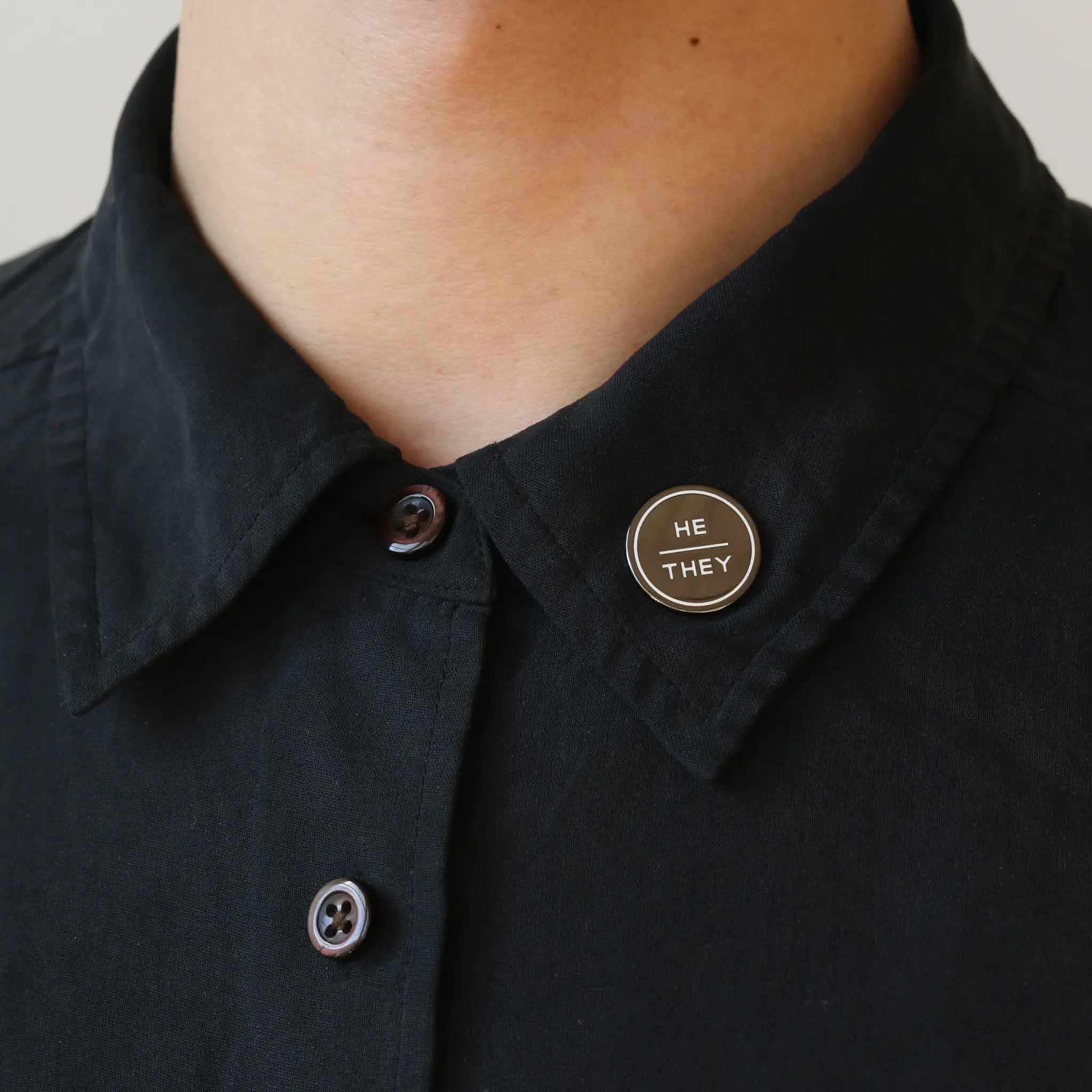 he they pronoun pin on collar