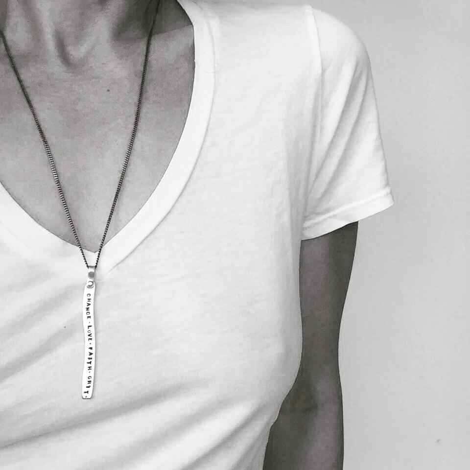Chance Love Faith Grit Necklace in Bronze model