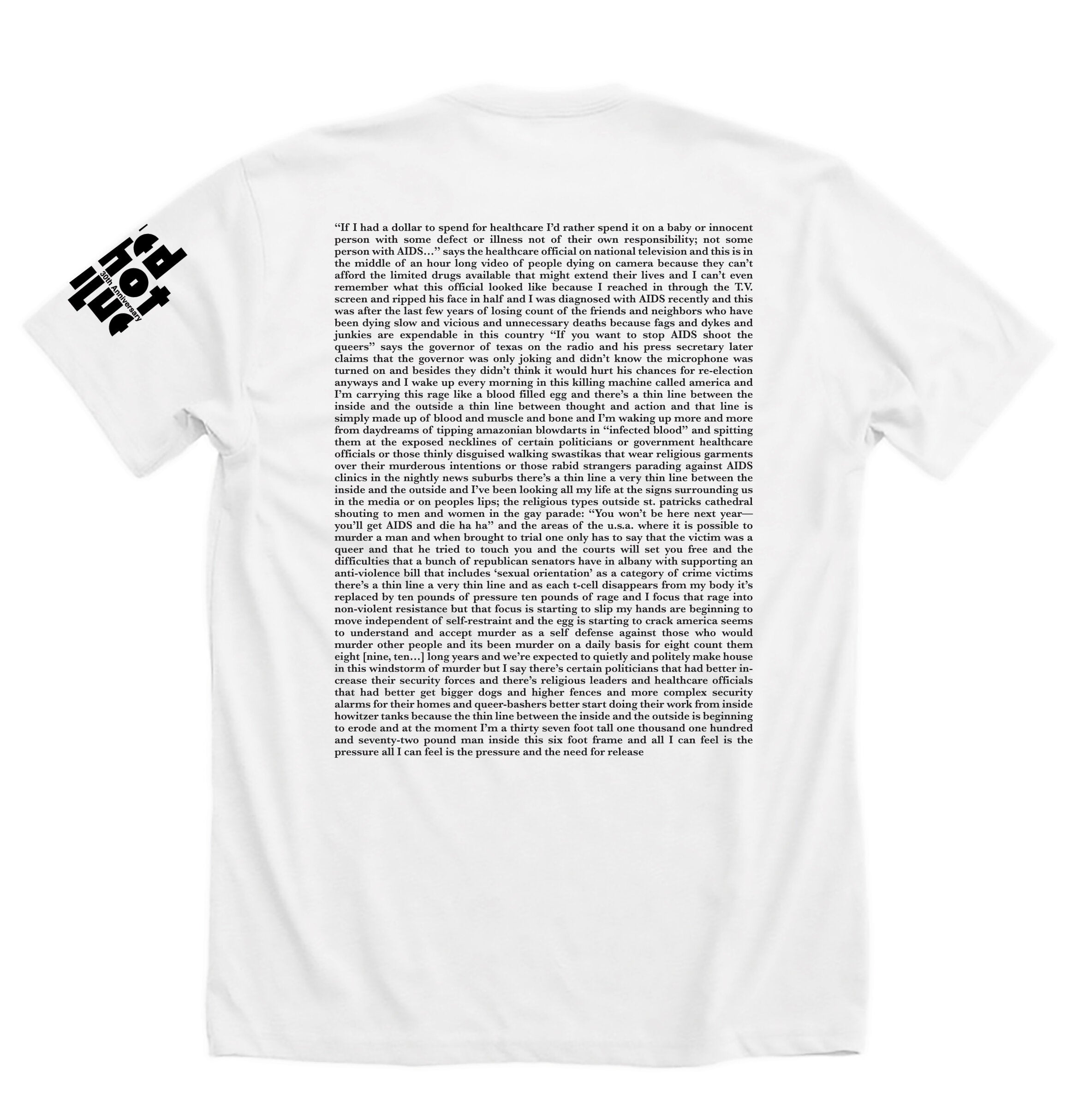 David Wojnarowicz T-Shirt - NYC AIDS Memorial + RED HOT back