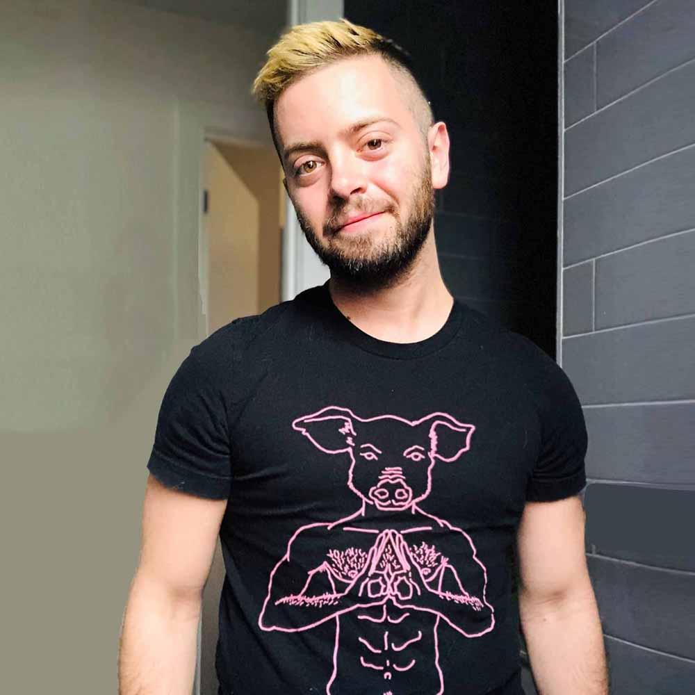 brian kenny pig head t-shirt adams nest ryan frostig