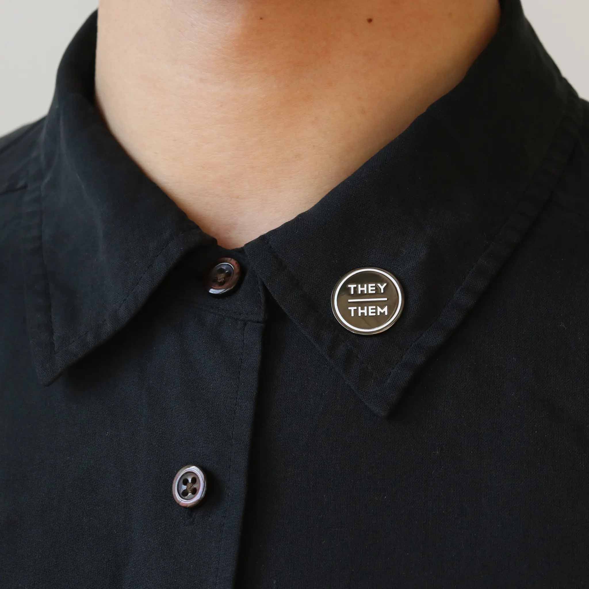 they them pronoun pin on collar