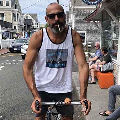 Gustavo Entering Provincetown Pilgrim Monument Tank