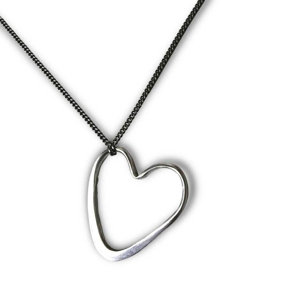 Open Heart Necklace in Sterling Silver