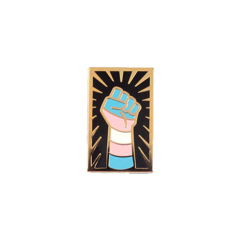 Trans resist fist enamel lapel pin Gaypin' guys