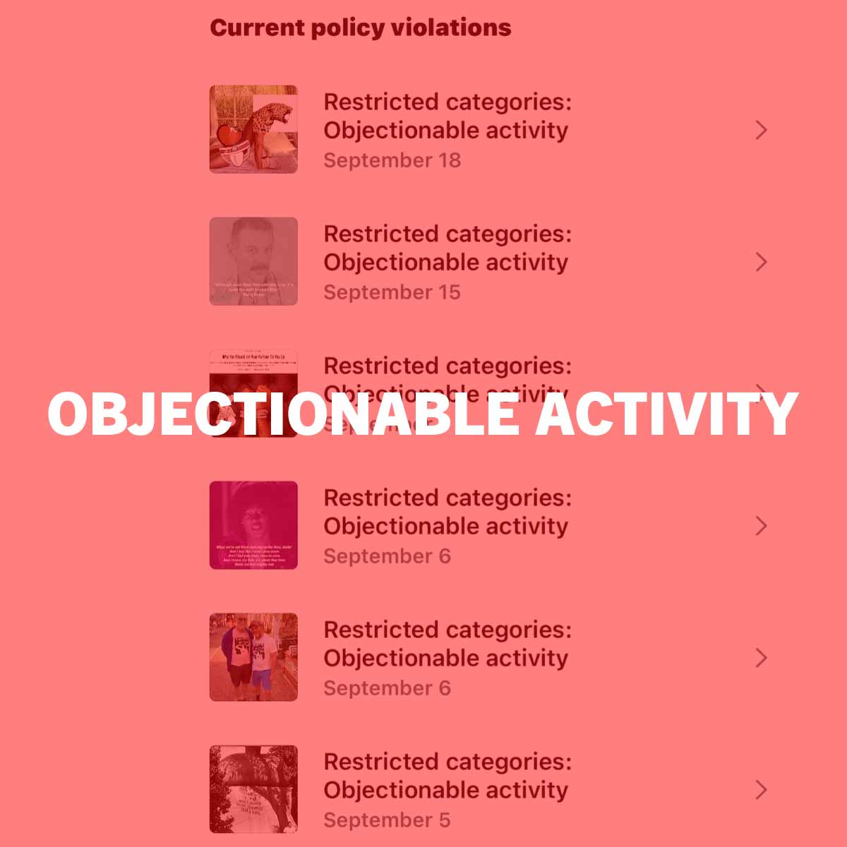 OBJECTIONABLE ACTIVITY ON SOCIAL MEDIA