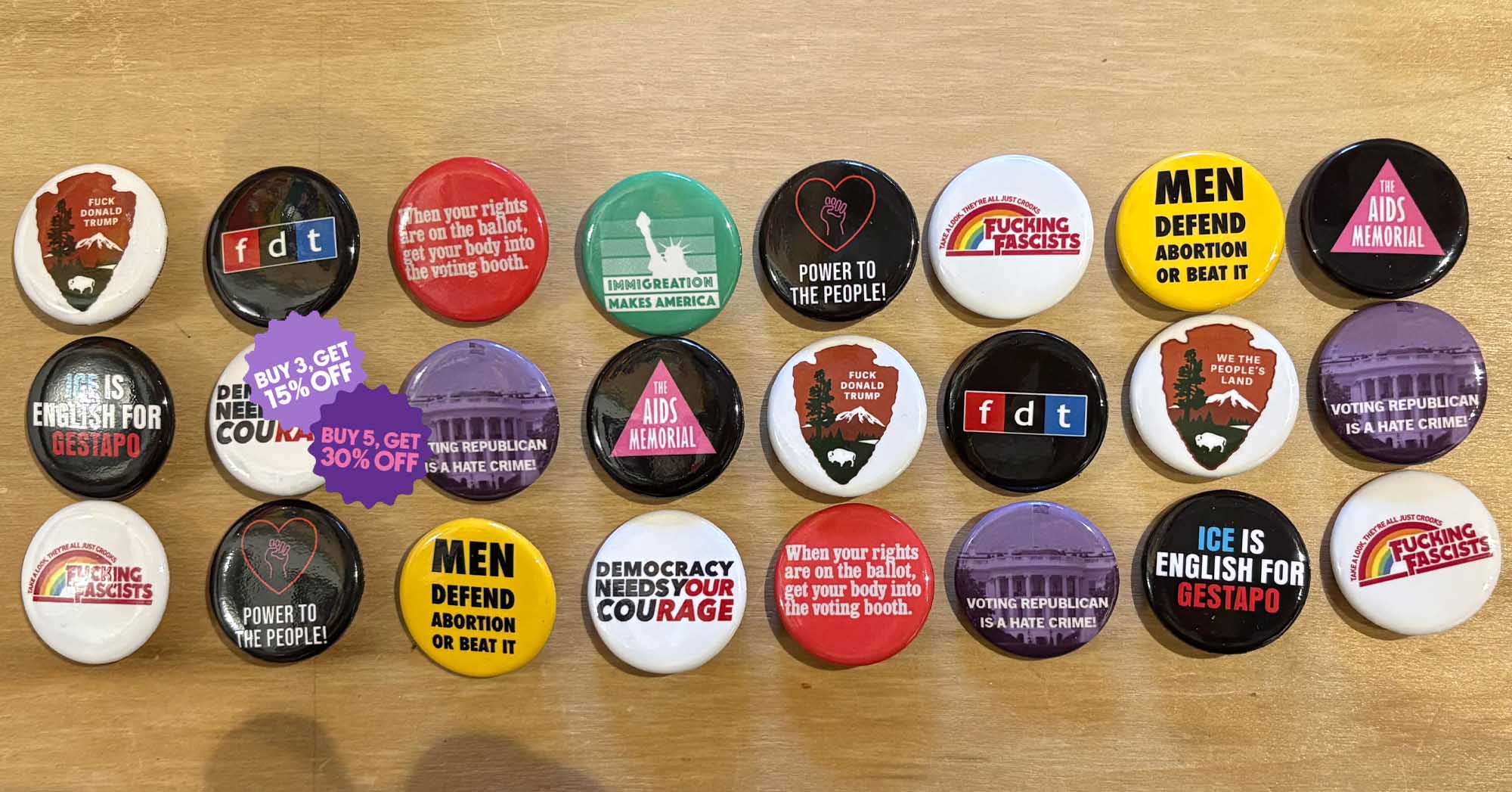 political activist pinback buttons adam's nest provincetown