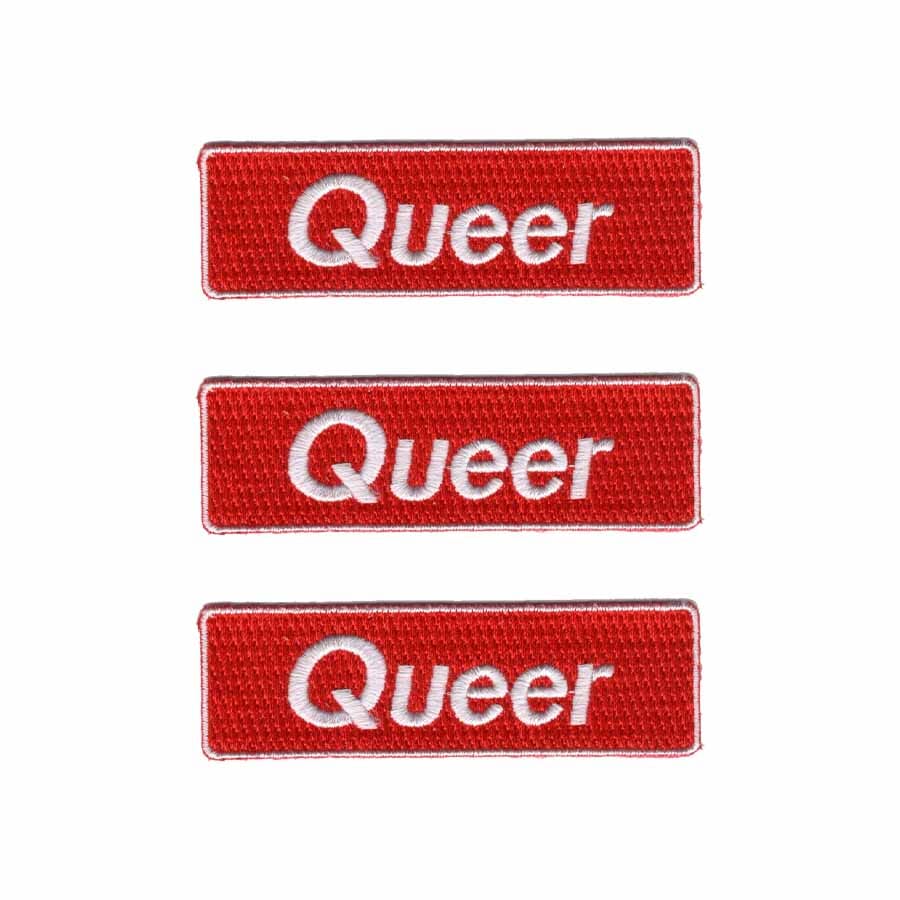 3 queer red rectangle patches