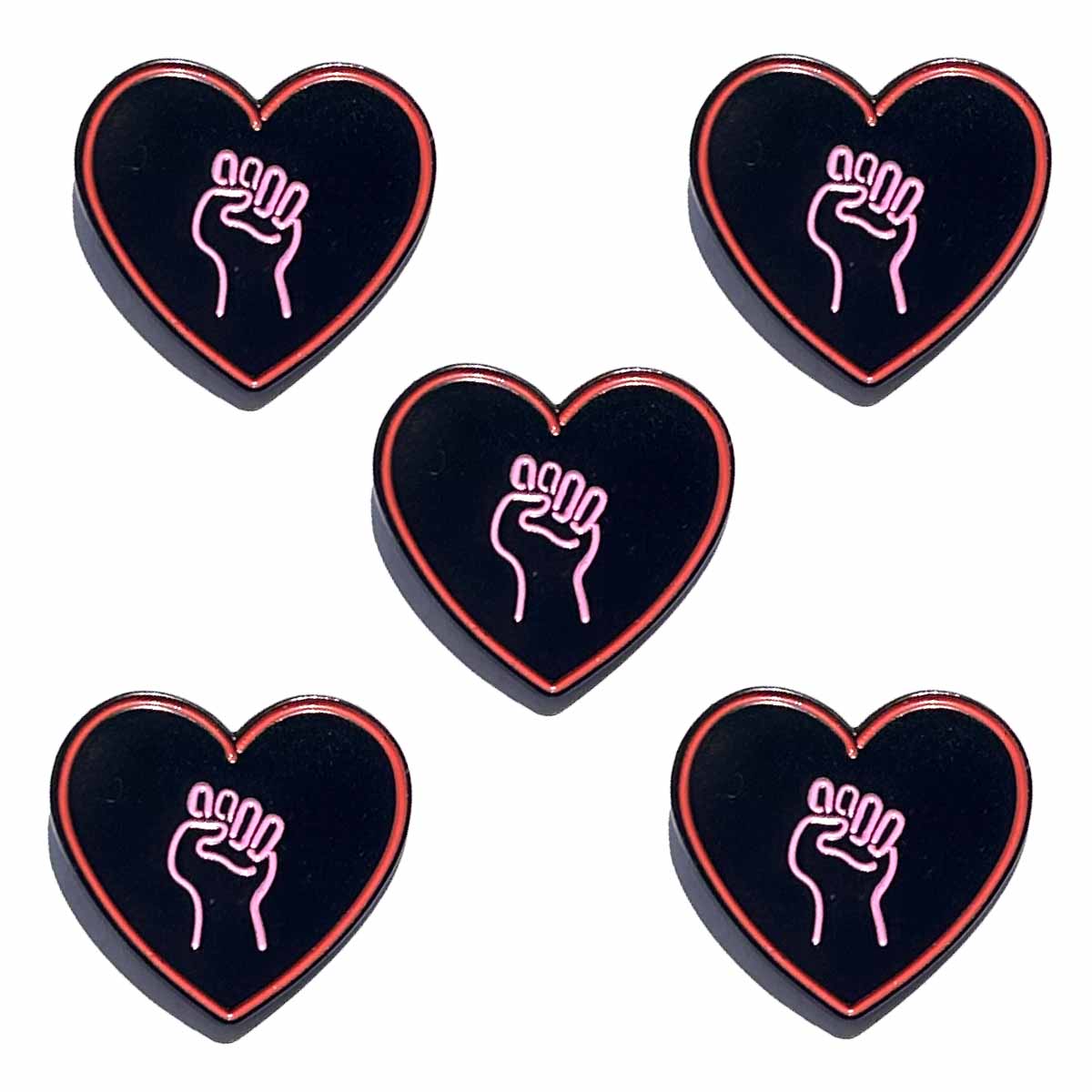 5 Love As Activism heart solidarity fist pins
