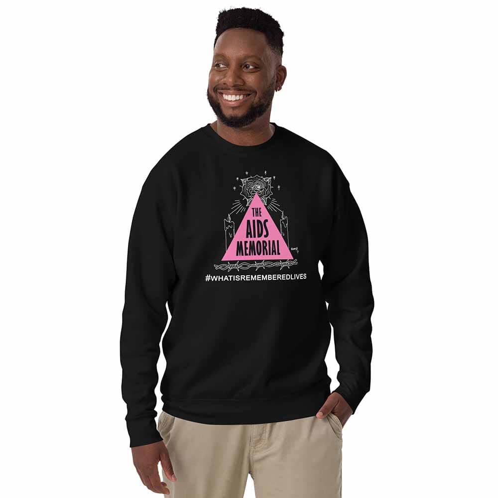 The AIDS Memorial Sweatshirt black on man