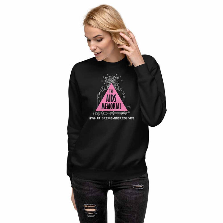 The AIDS Memorial Sweatshirt black on woman