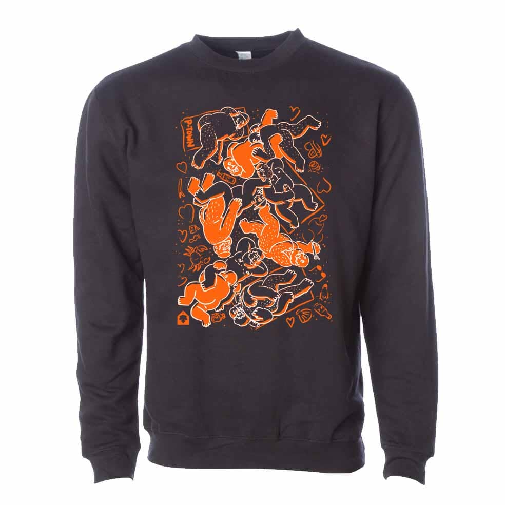 black with orange and white  bearpad herring cove ptown beach scene sweatshirt