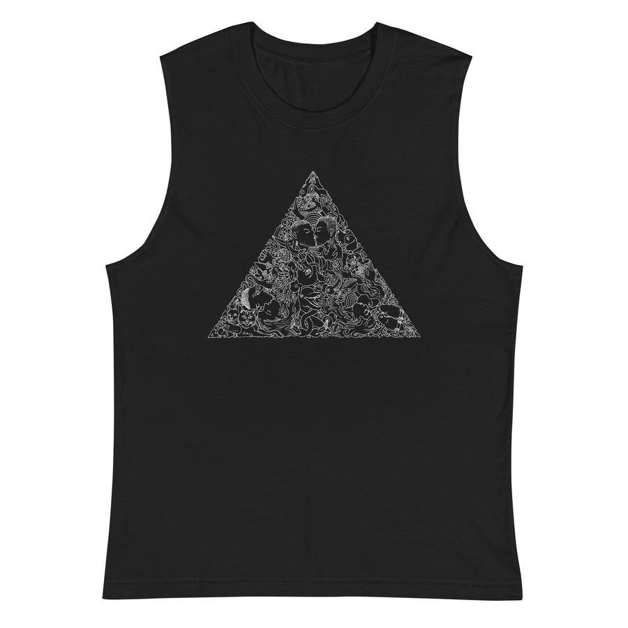 Love Triangle White Print Sleeveless T-Shirt - Trevor Project by Brian Kenny