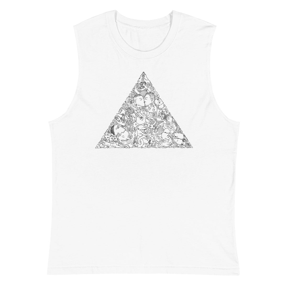 Love Triangle Black Print Sleeveless T-Shirt supports Trevor Project