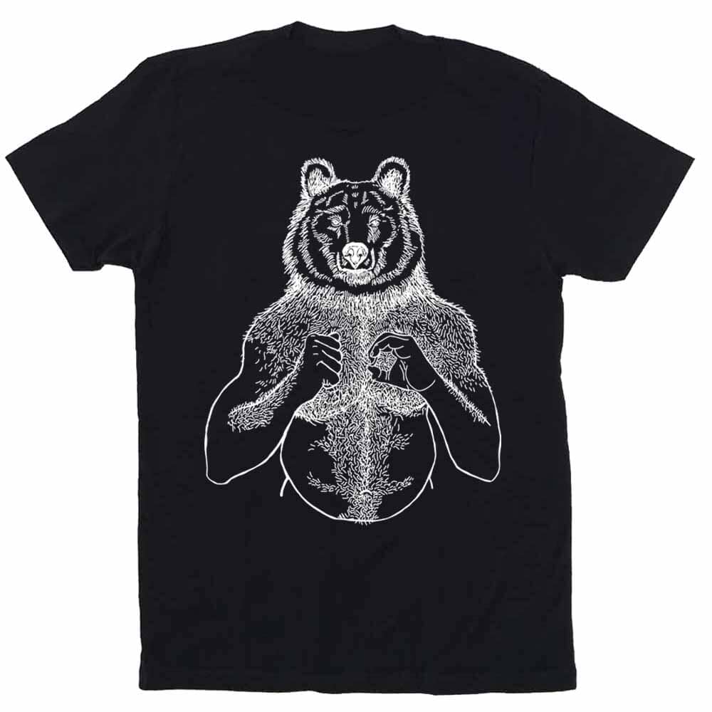 Brian Kenny White Print Beefy Bear Black T-Shirt