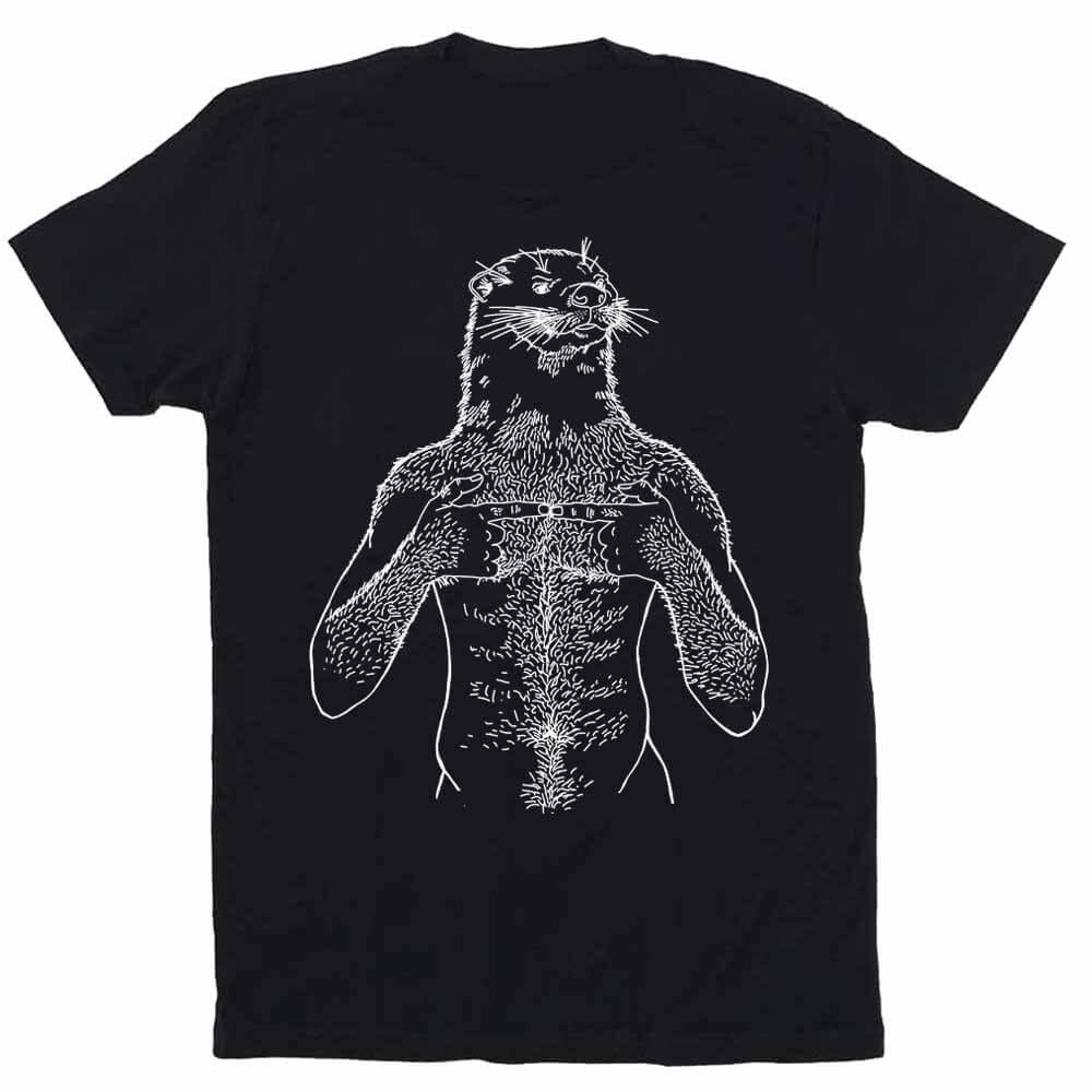 White Print brian kenny graphic Otter black T-Shirt