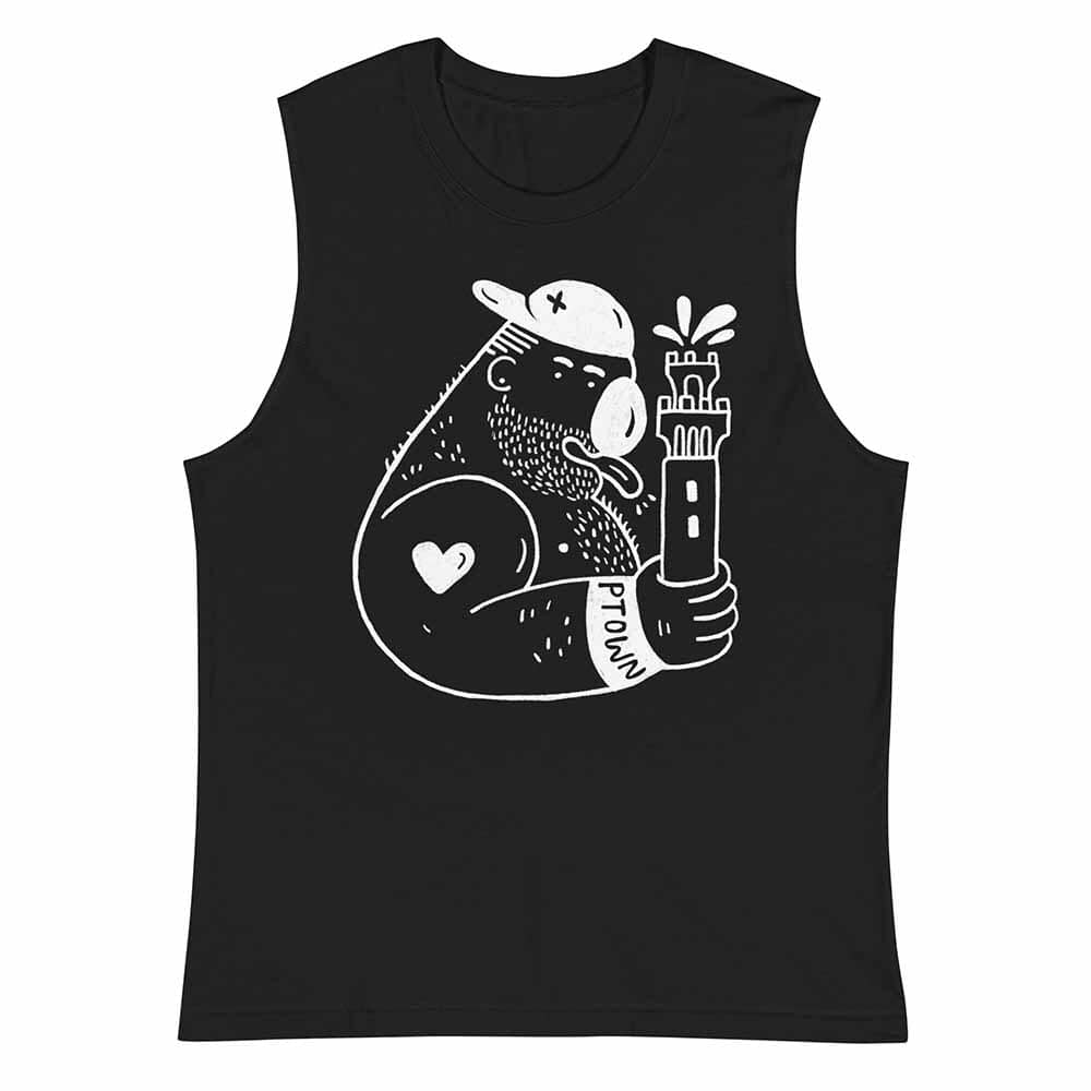 Pilgrim Monument Ptown Bear Sleeveless T-shirt black
