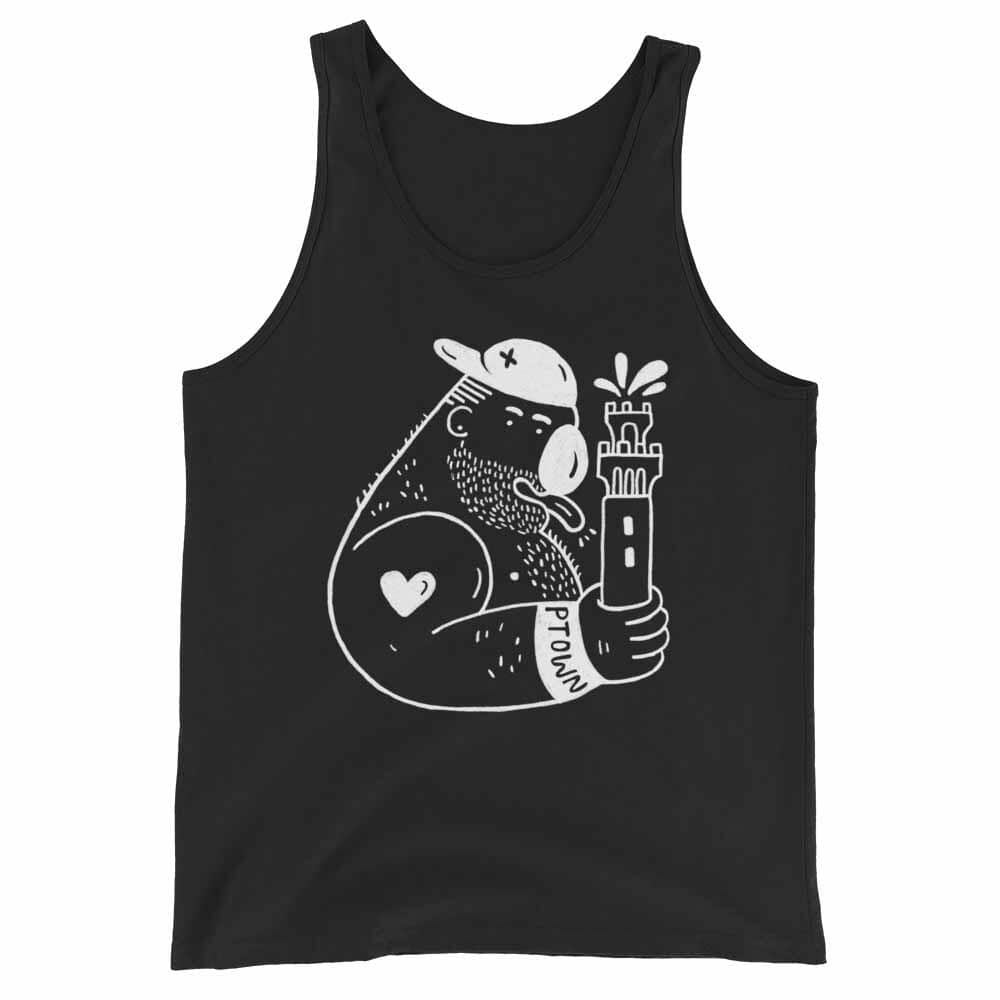 Carlos Rodriguez Pilgrim Monument Ptown Bear tank-black