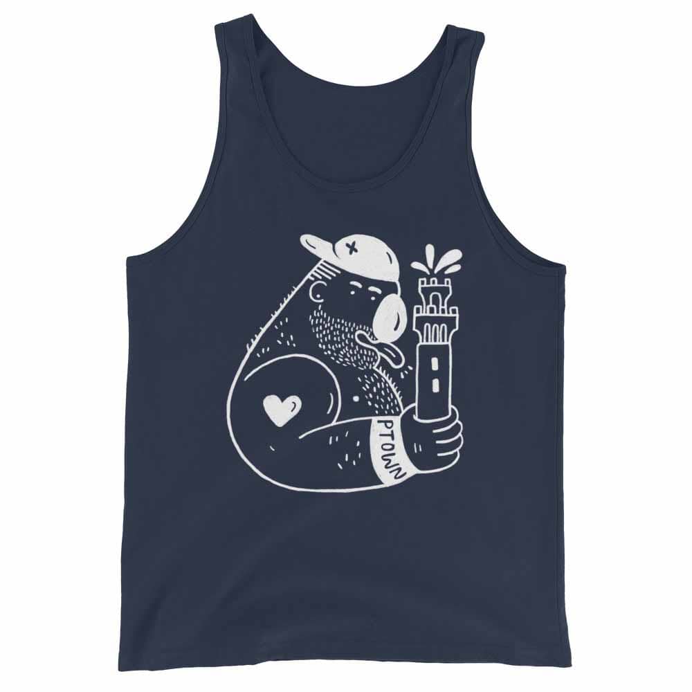 Carlos Rodriguez Pilgrim Monument Ptown Bear tank-navy