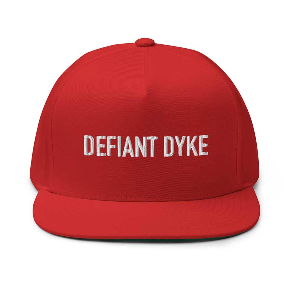 DEFIANT DYKE Flatbill 5-Panel Snapback Hat red front