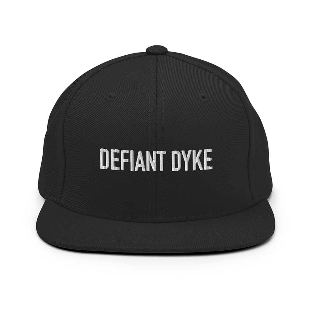 DEFIANT DYKE Flatbill 6-Panel Snapback Hat black front