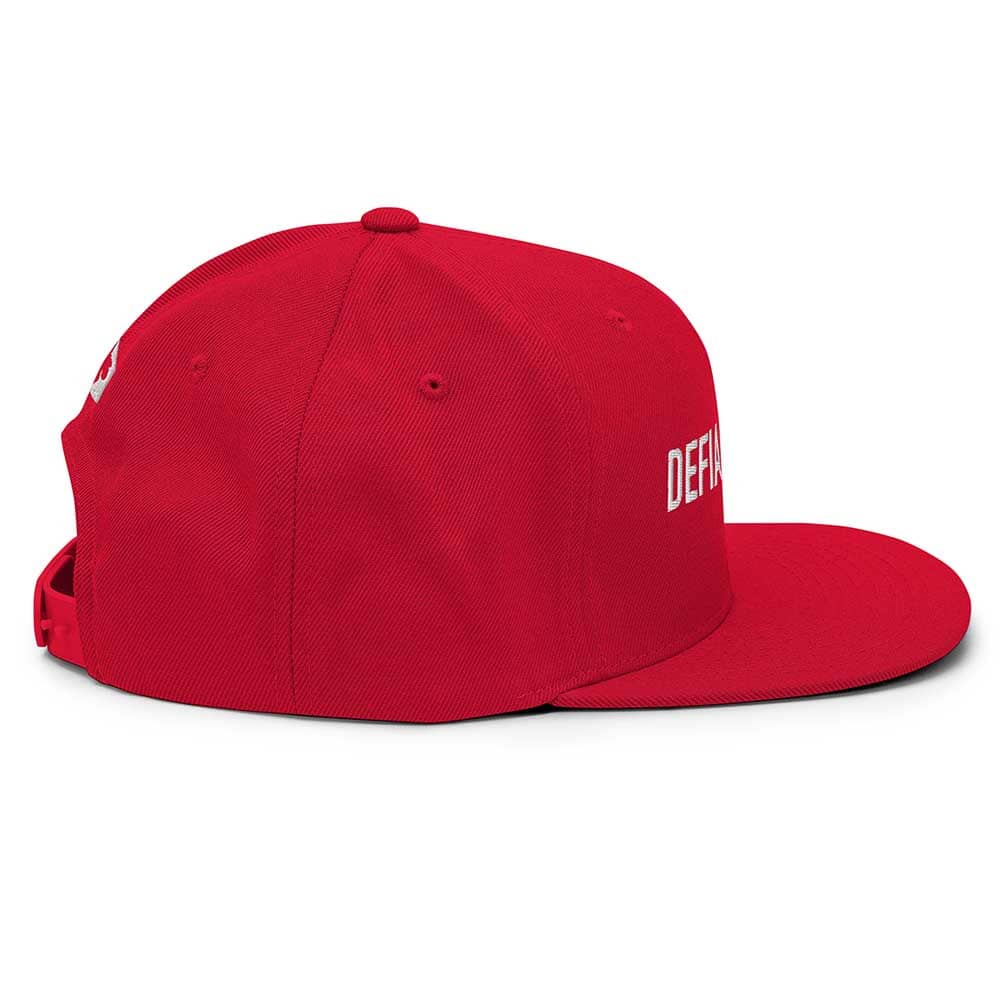 DEFIANT DYKE Flatbill 6-Panel Snapback Hat red side