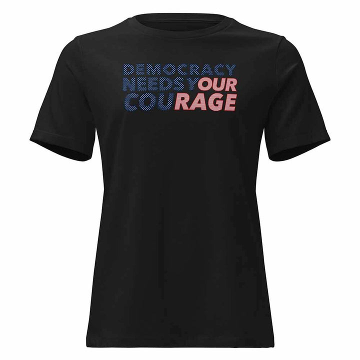 Black t-shirt with colorful text &