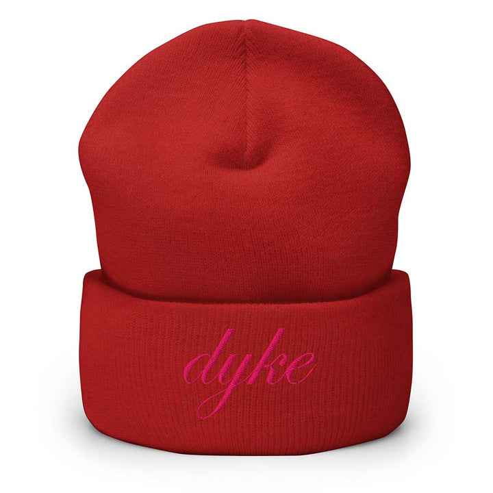 Red beanie with &