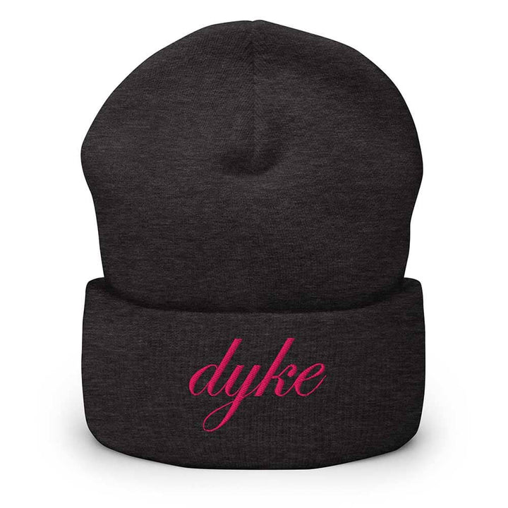 charcoal grey beanie with pink &