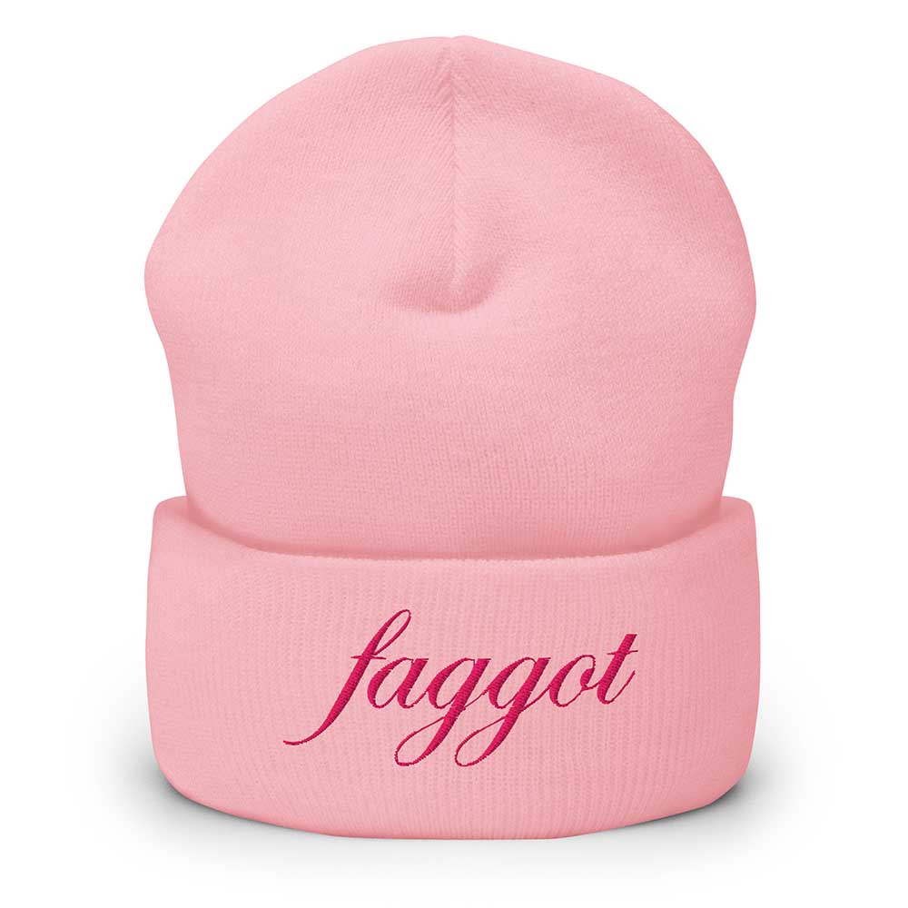 Pink beanie with the word &