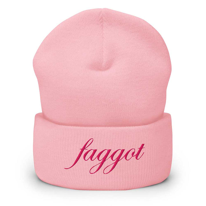 Pink beanie with the word &