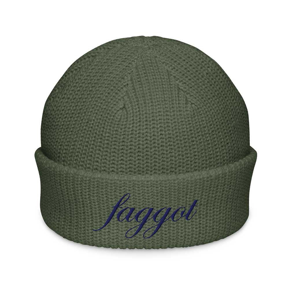 Green beanie with &