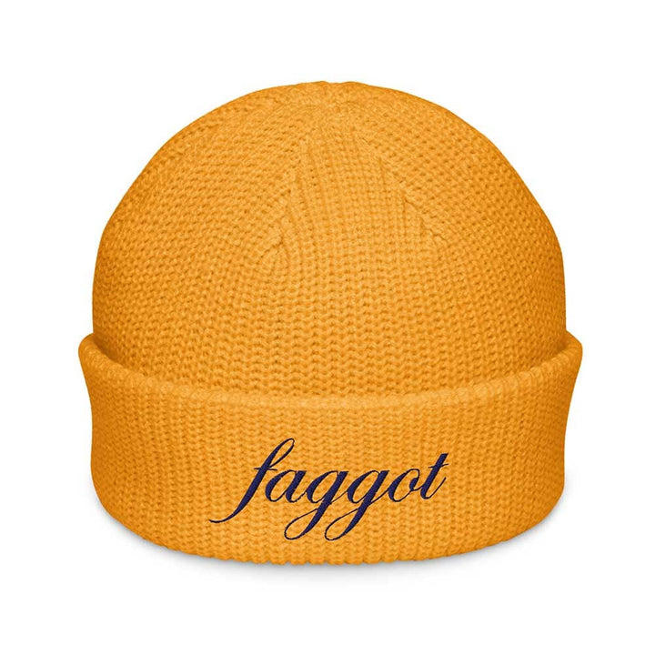 golden yellow beanie with &