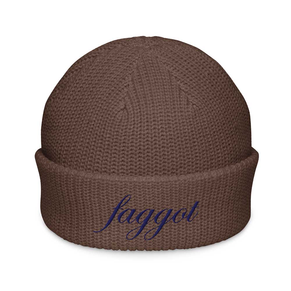 Brown beanie with &