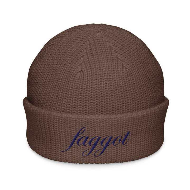 Brown beanie with &
