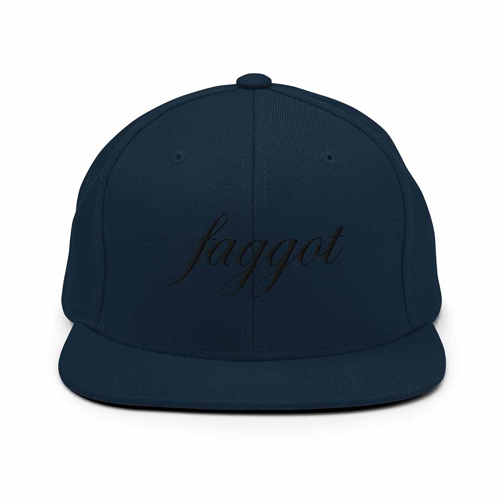 Faggot 6 Panel Flatbill Snapback Hat navy