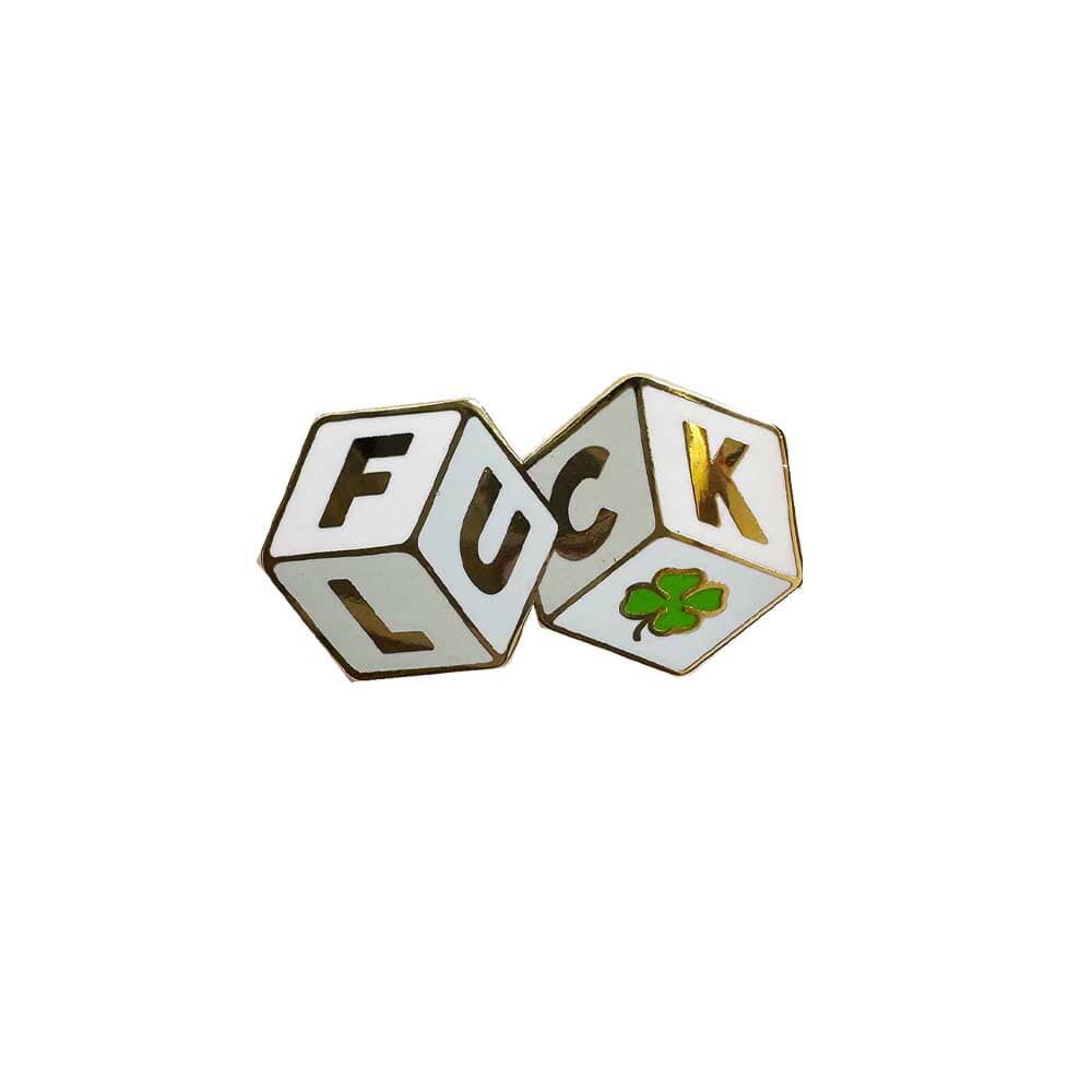fuck luck four leaf clover enamel pin