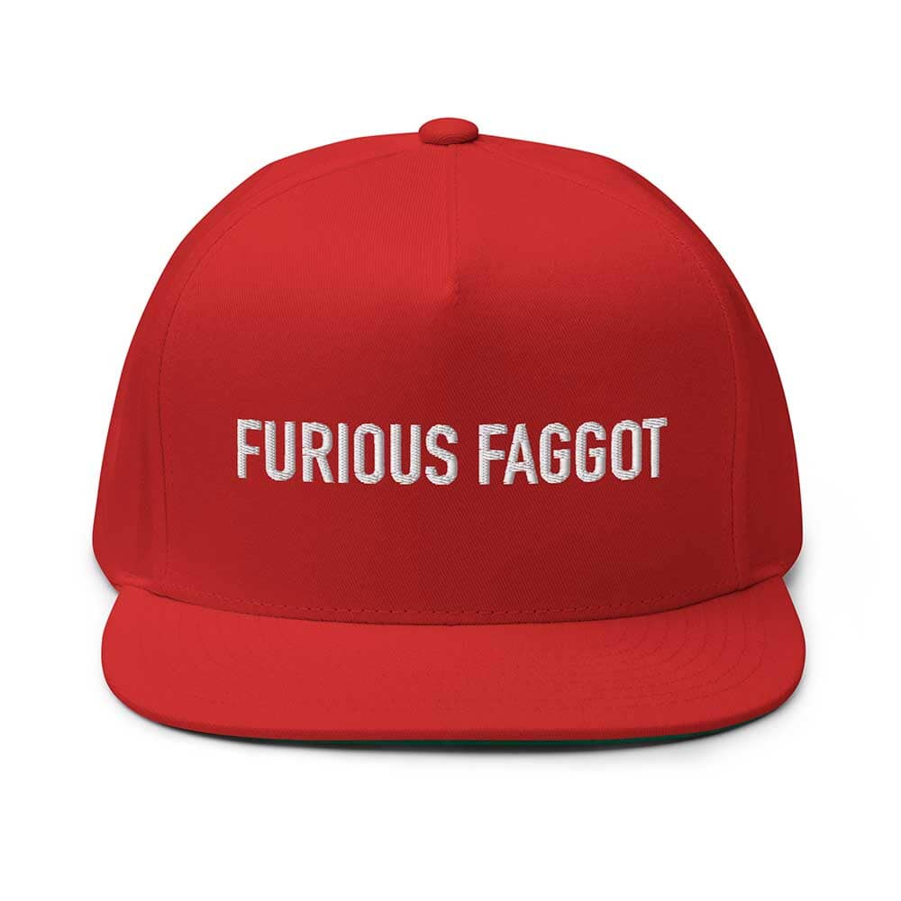 FURIOUS FAGGOT Flatbill 5-Panel Snapback Hat RED