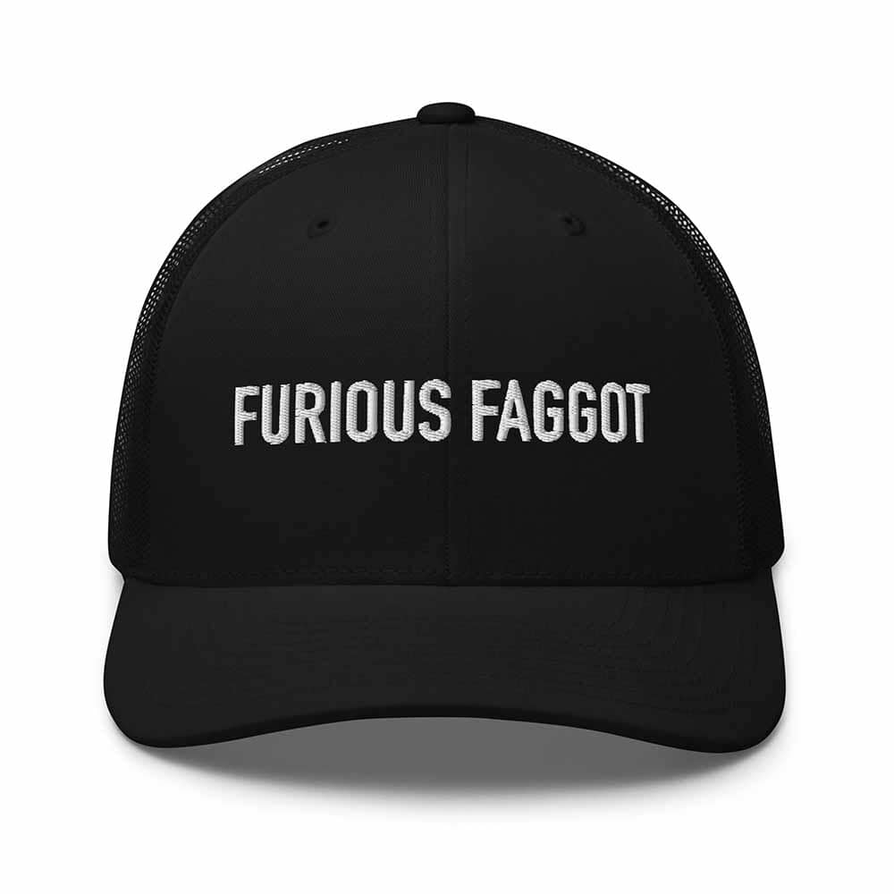 FURIOUS FAGGOT Trucker Mesh Snapback Hat BLACK