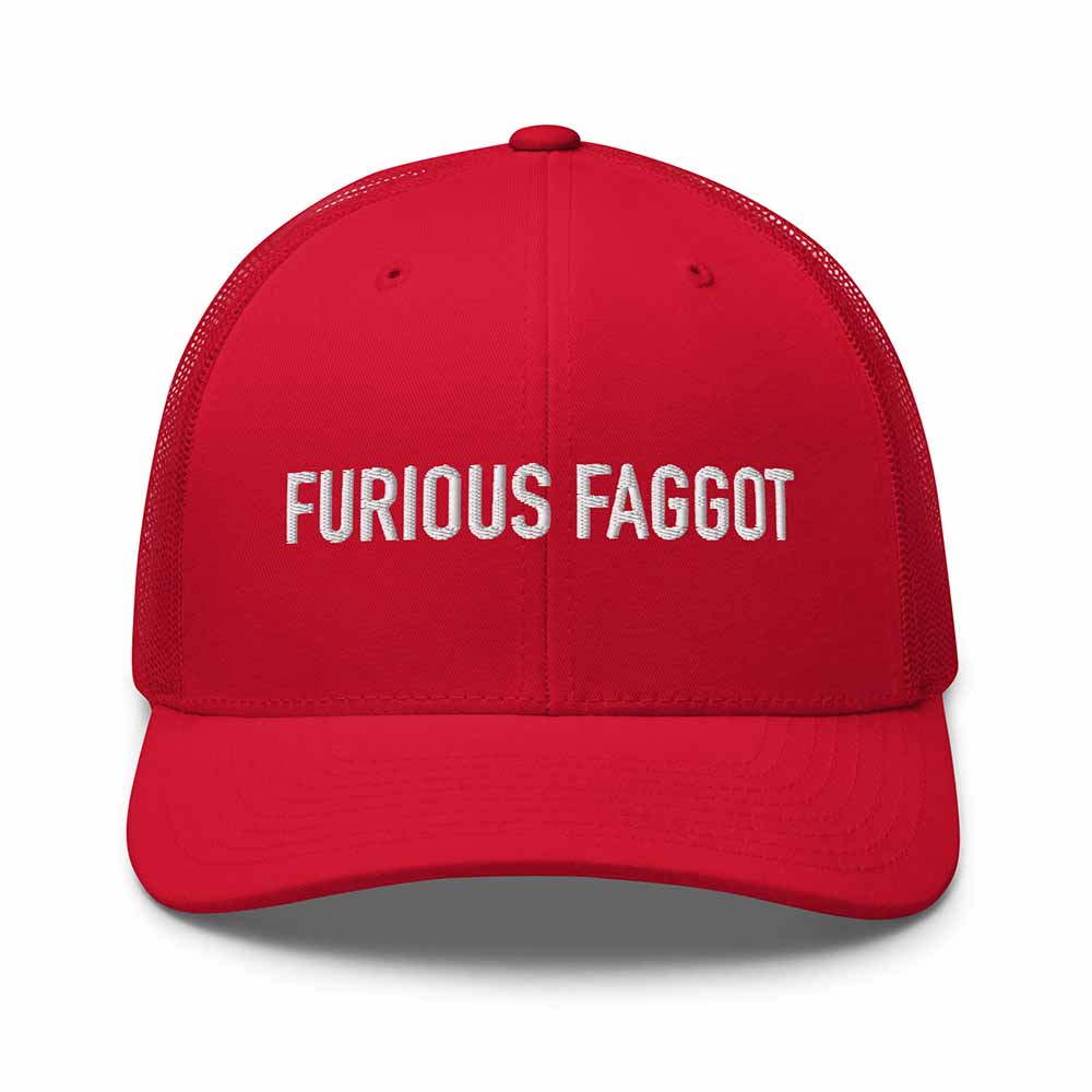 FURIOUS FAGGOT Trucker Mesh Snapback Hat RED